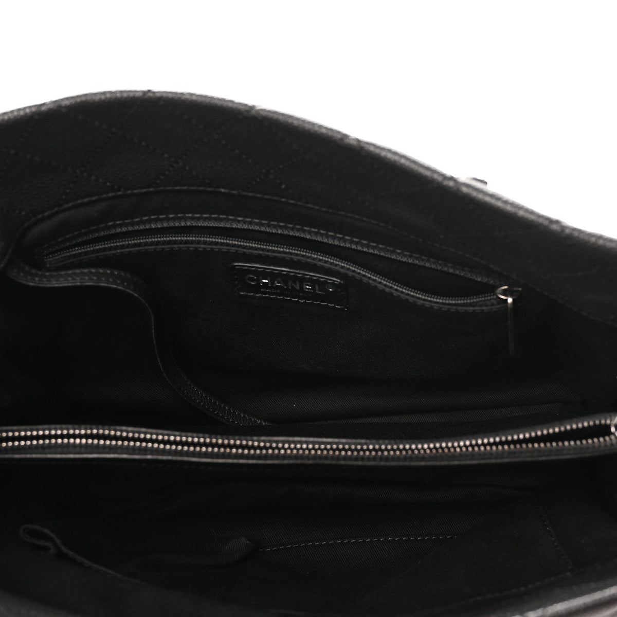 Caviar Quilted Shopping Tote Black Black