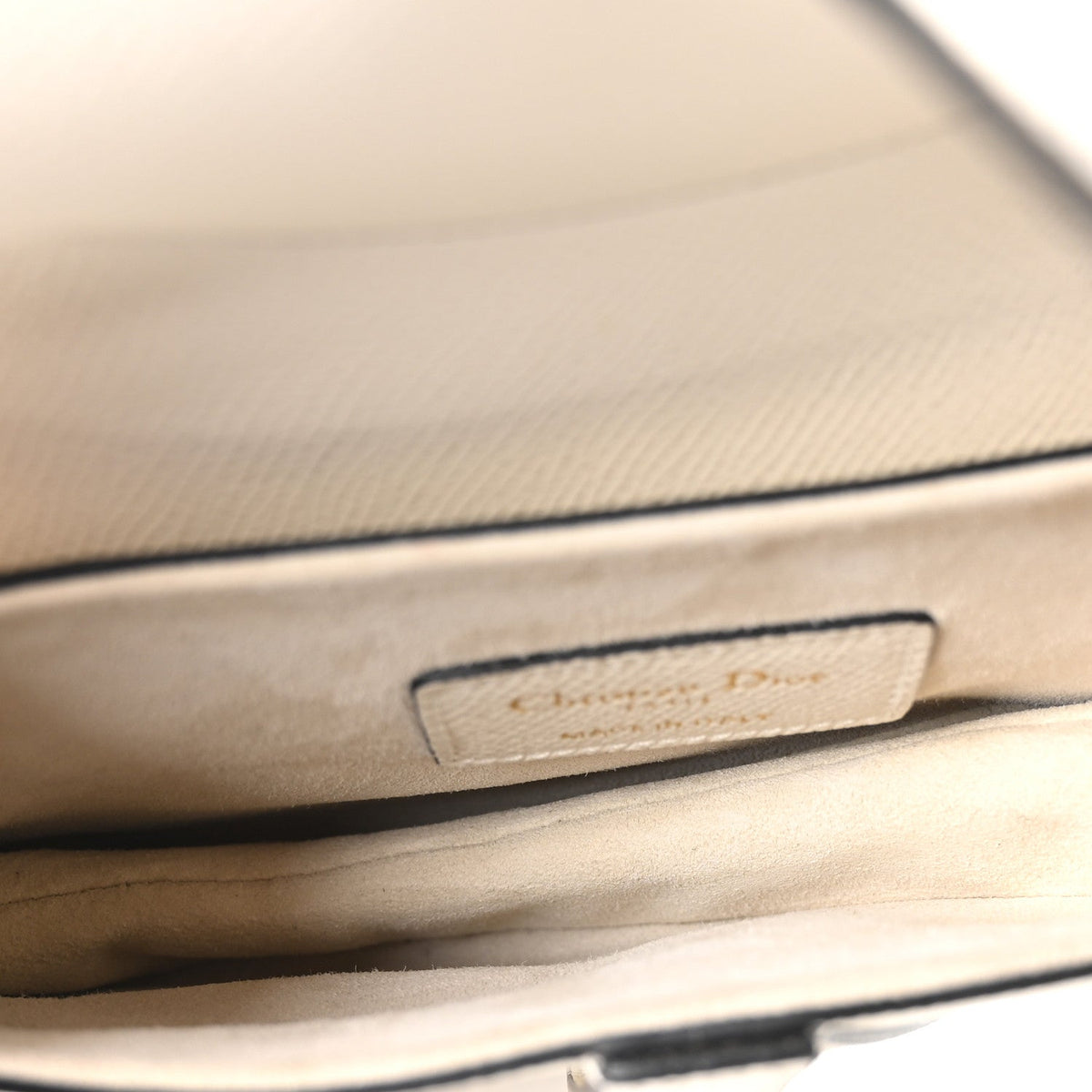Grained Calfskin Mini Saddle Bag White
