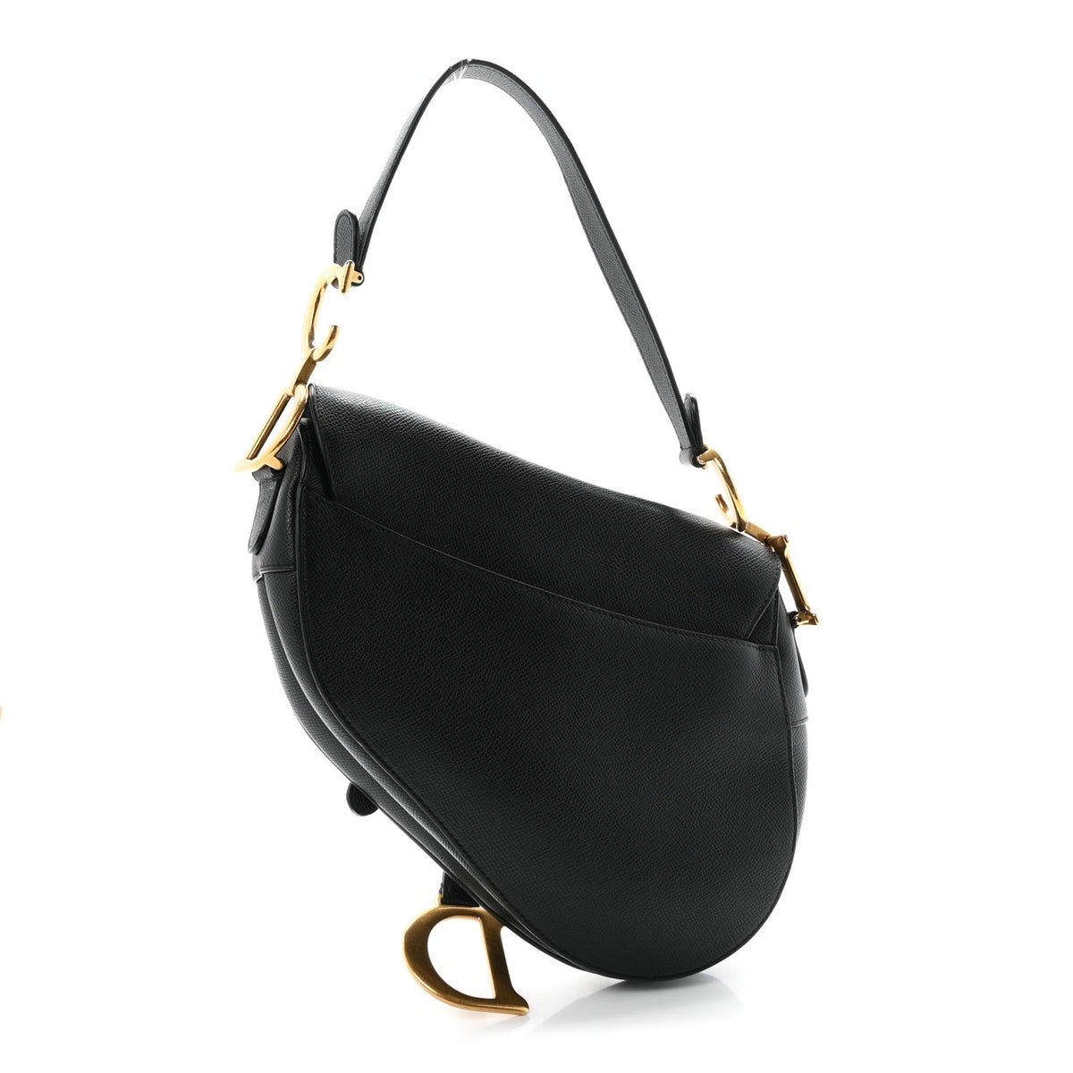 Grained Calfskin Saddle Bag Black