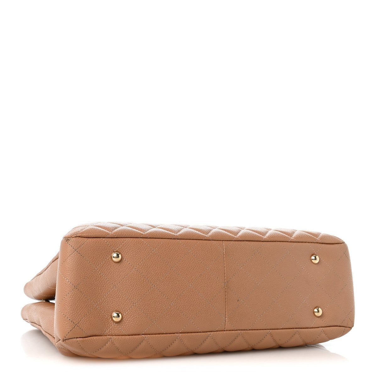 Caviar Quilted Large Classic Shopping Tote Dark Beige