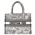 Canvas Embroidered Medium Plan De Paris Book Tote White Black