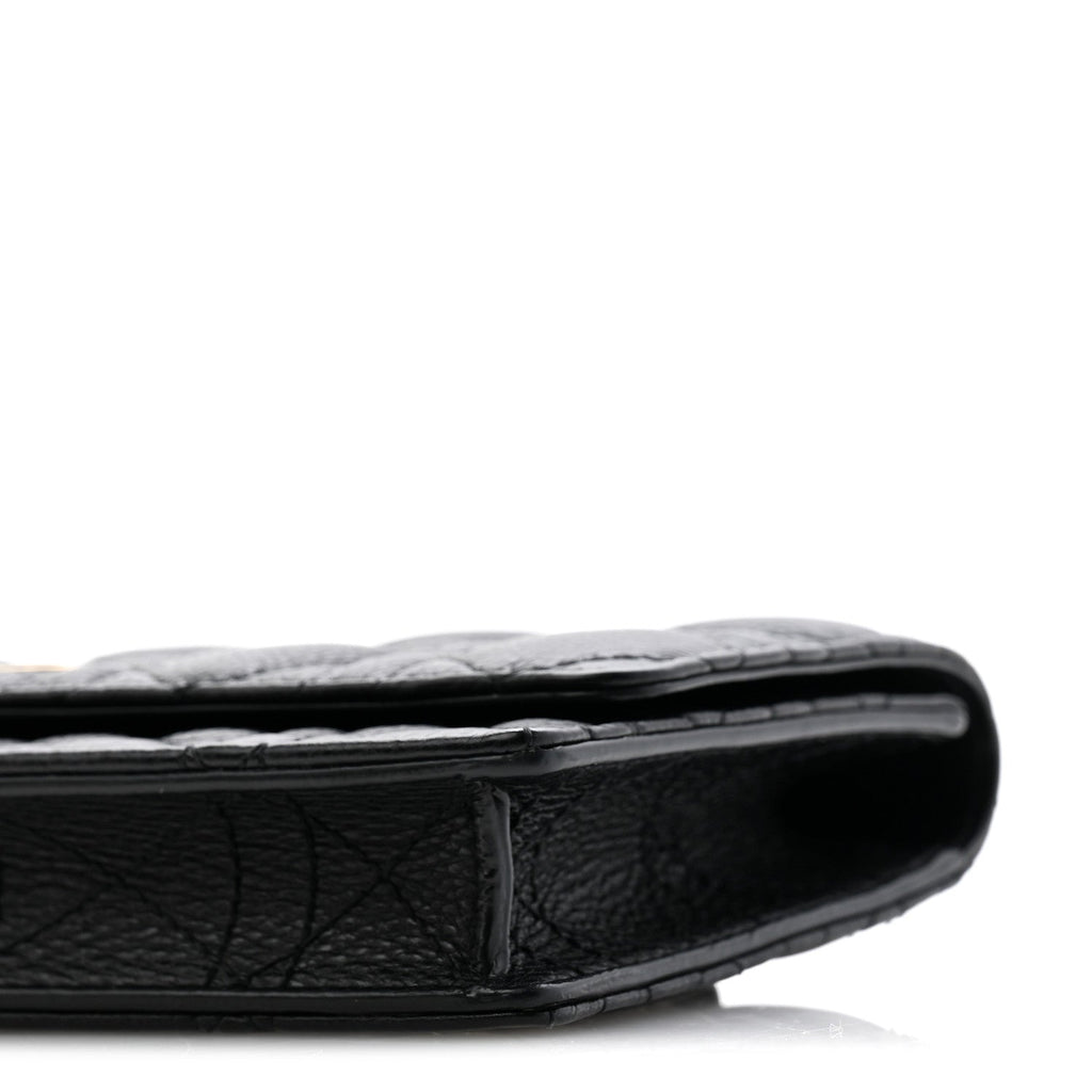 Supple Calfskin Cannage Caro Belt Pouch with Chain Black