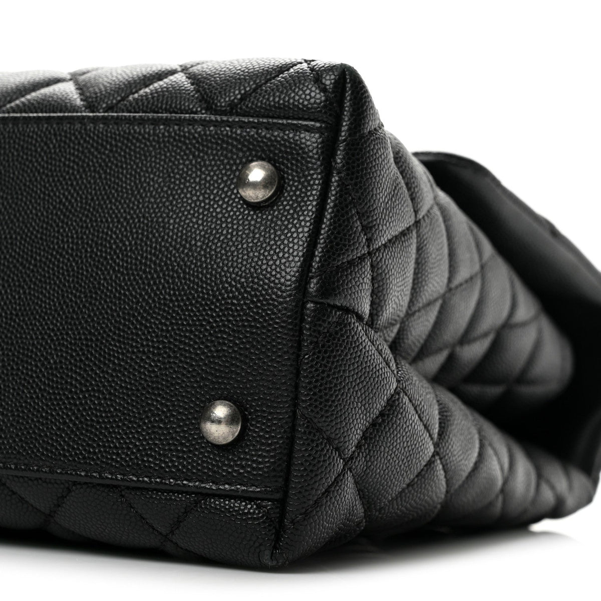 Caviar Lizard Quilted Medium Coco Handle Flap Black Khaki