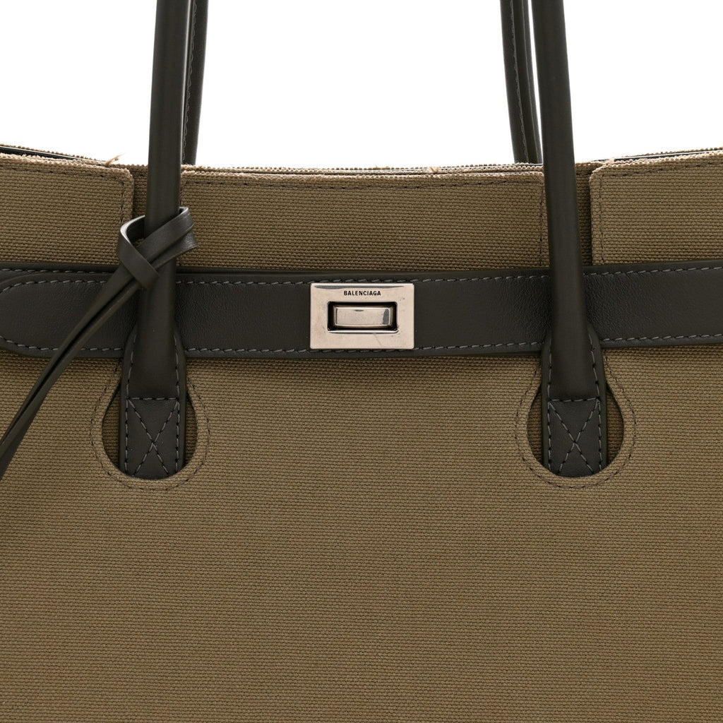 Canvas Smooth Calfskin Medium Bel Air Carry All Bag Khaki