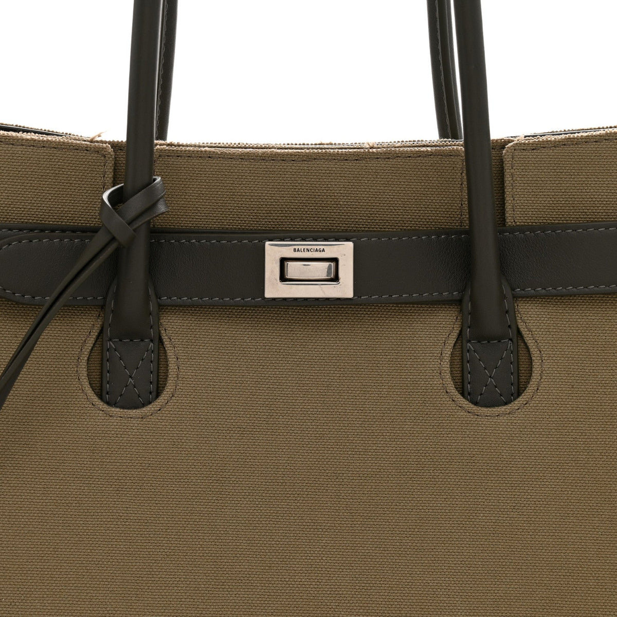 Canvas Smooth Calfskin Medium Bel Air Carry All Bag Khaki