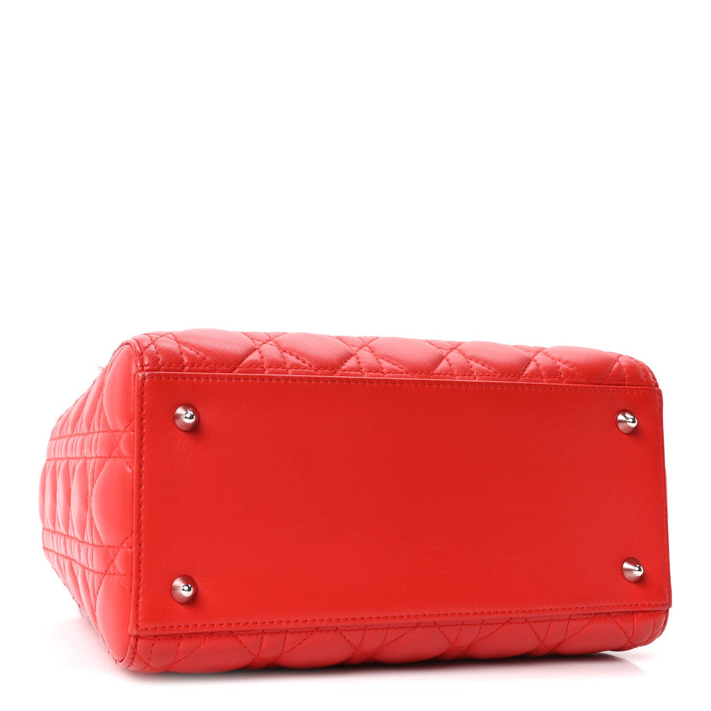 Lambskin Cannage Medium Lady Dior Red