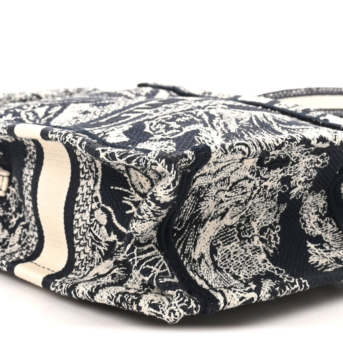 Canvas Toile de Jouy Reverse Embroidered Mini Book Tote Phone Bag  Blue