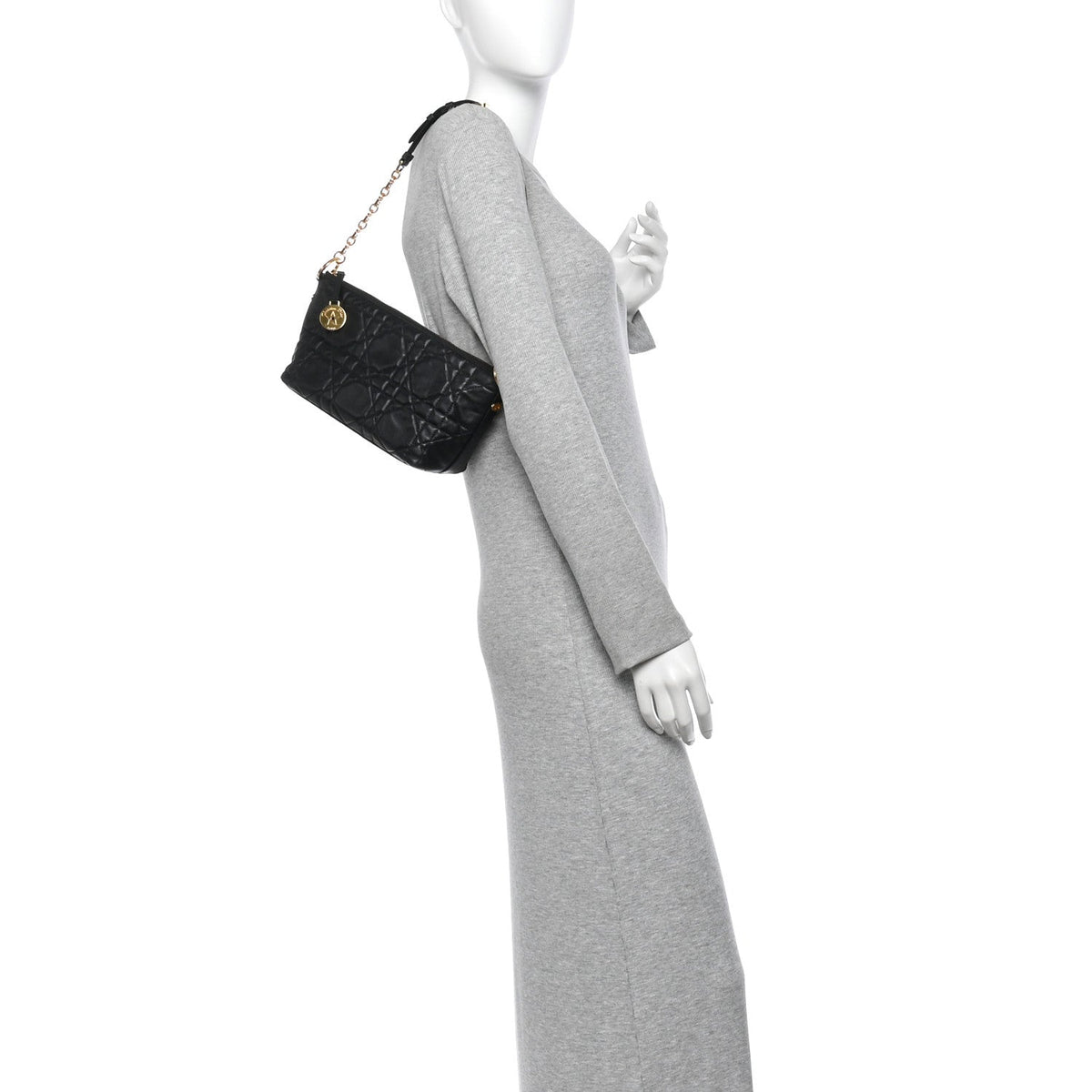 Lambskin Macrocannage DiorStar Hobo Bag Black