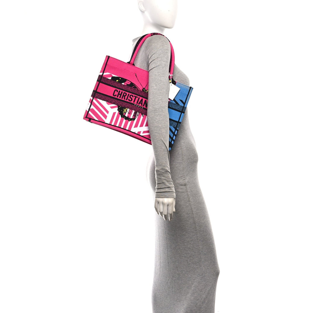 Canvas Embroidered Medium Jungle Pop Book Tote Fuchsia Multicolor