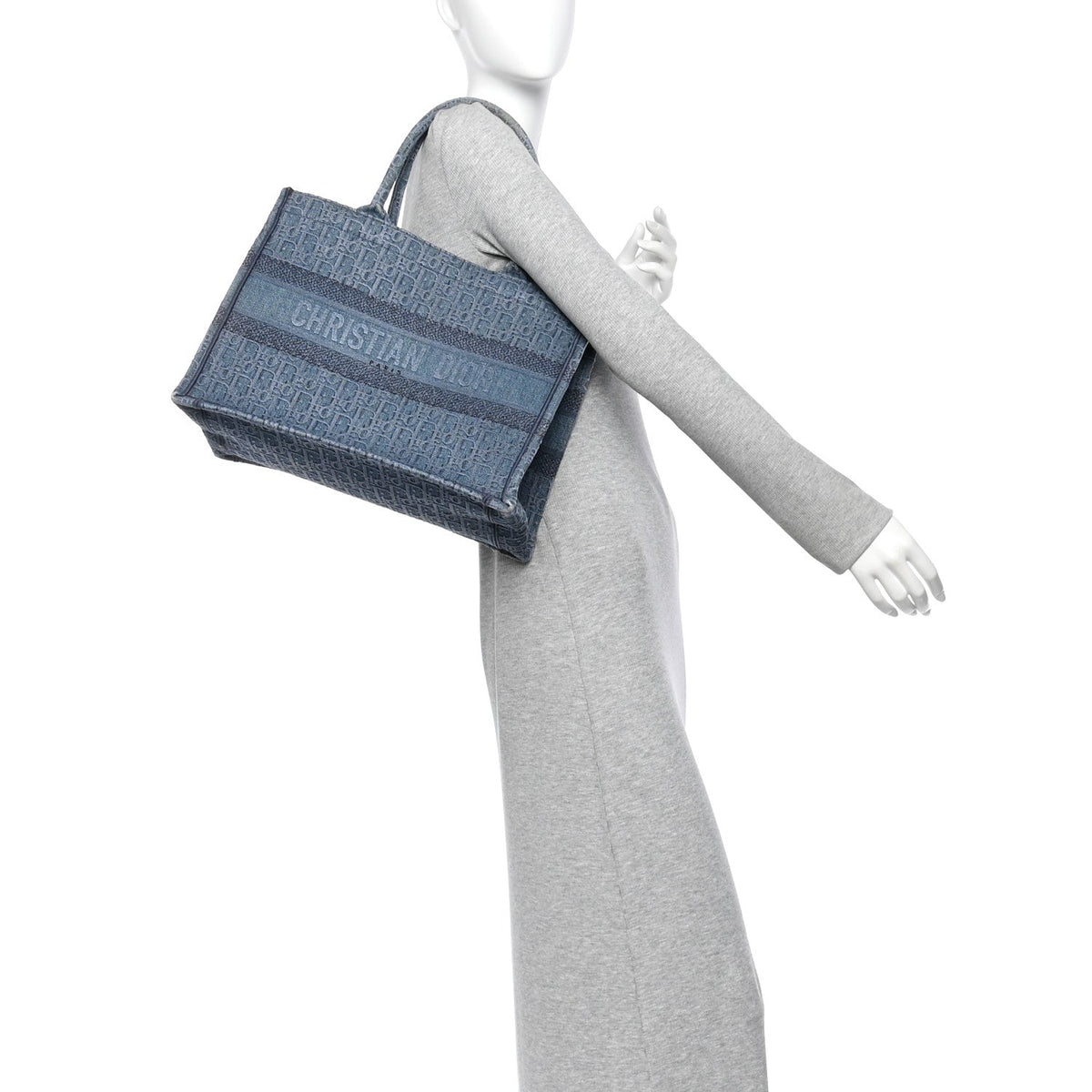 Oblique Denim Medium Book Tote Blue