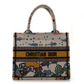 Canvas Embroidered Ciel De Reve Small Book Tote Latte Multicolor
