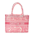 Canvas Embroidered Medium Dioriviera Toile De Jouy Book Tote Peony Pink