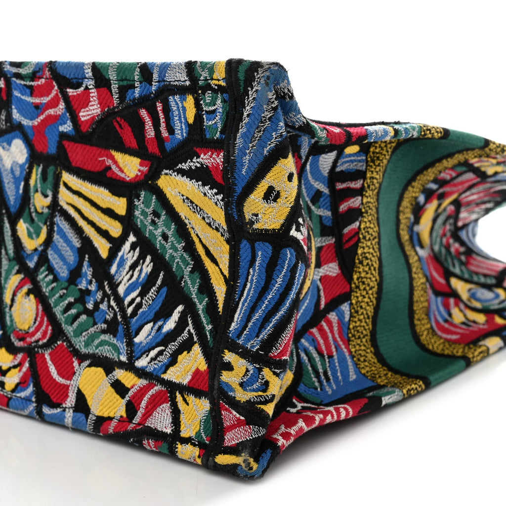 Canvas Embroidered Butterfly Book Tote Black Multicolor