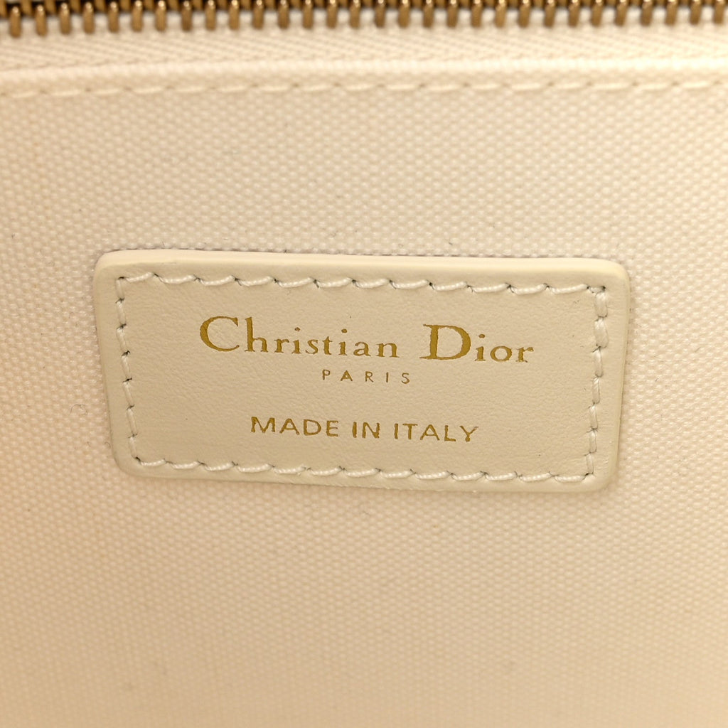 Calfskin Canvas Embroidered Medium Dioramour Je Vous Adore Book Tote With Strap White Black Red