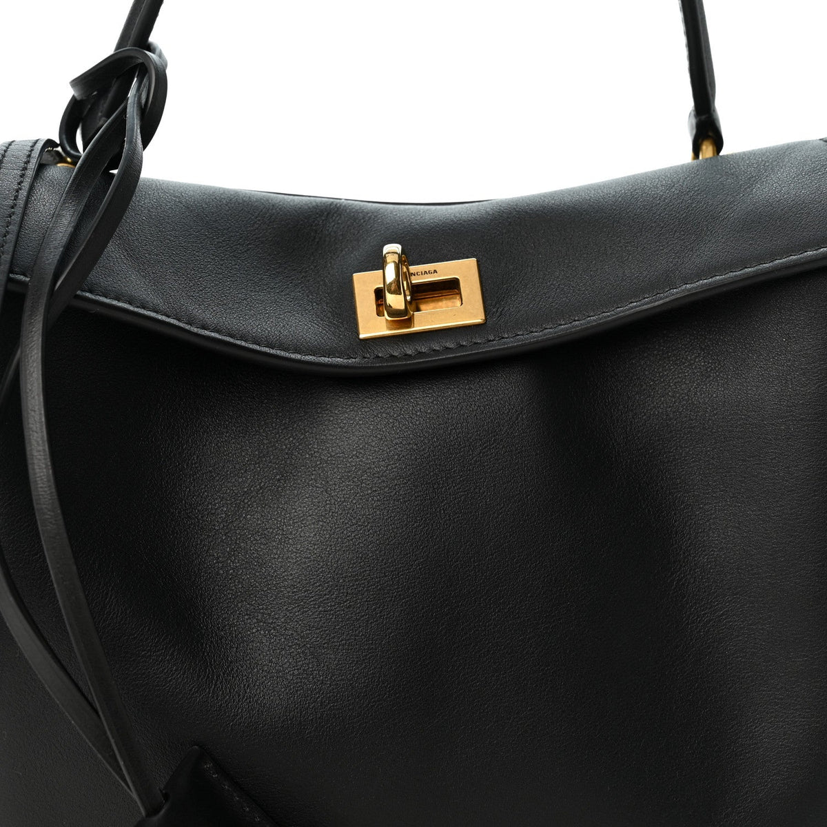 Natural Smooth Calfskin Mini Rodeo Top Handle Handbag Black