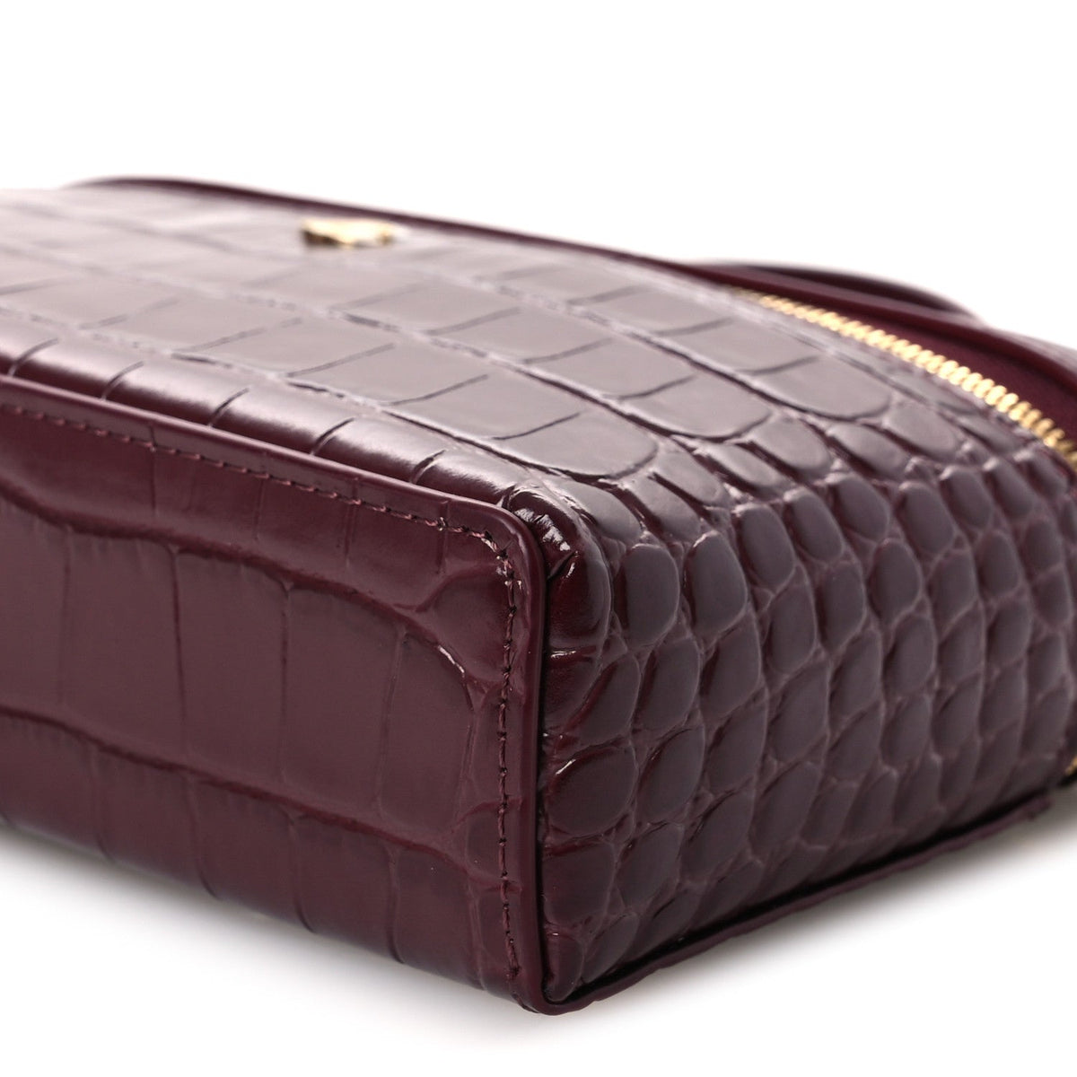 Calfskin Crocodile Embossed Crococo Exoticoco Vanity With Chain Dark Burgundy