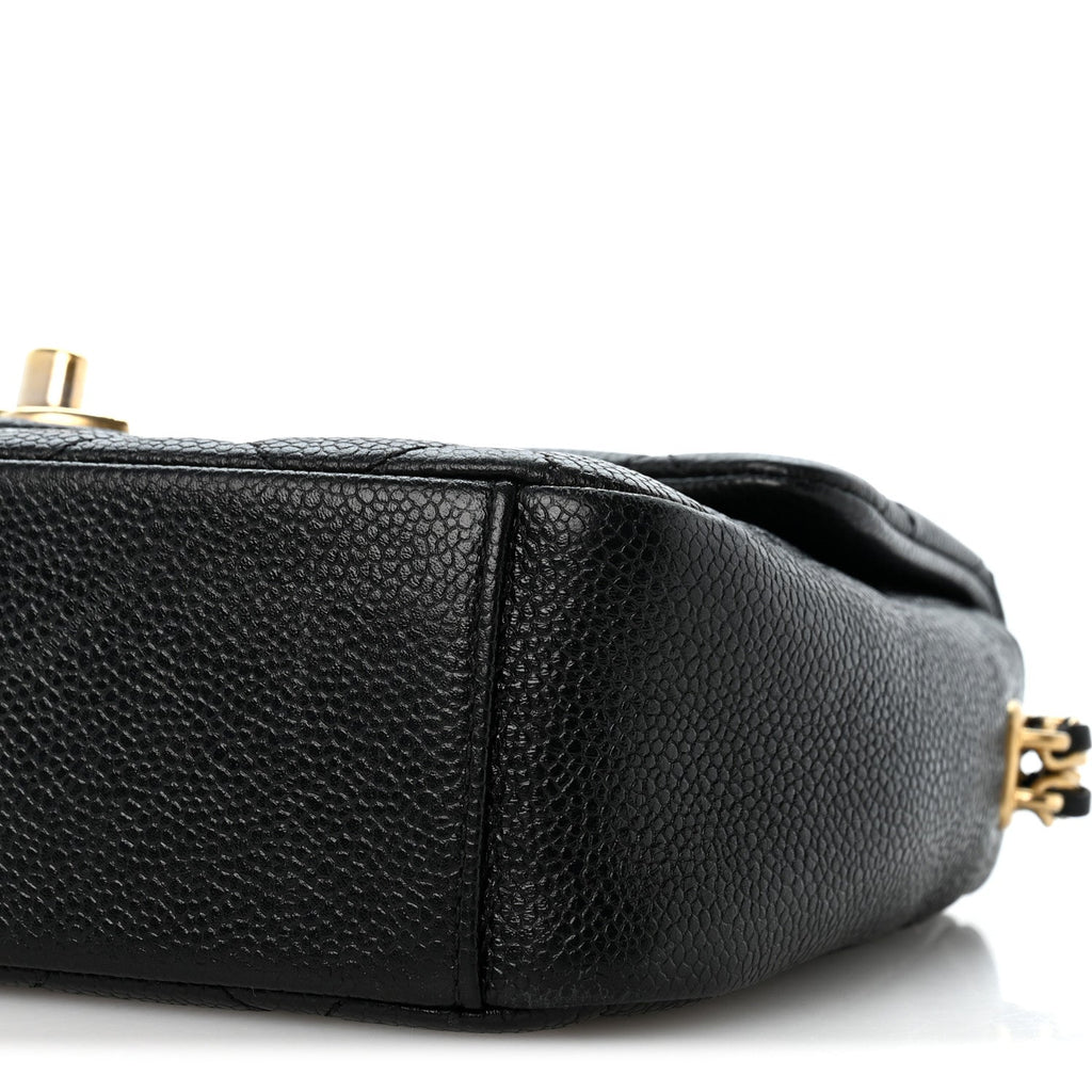 Caviar Quilted Chain Soul Flap Black
