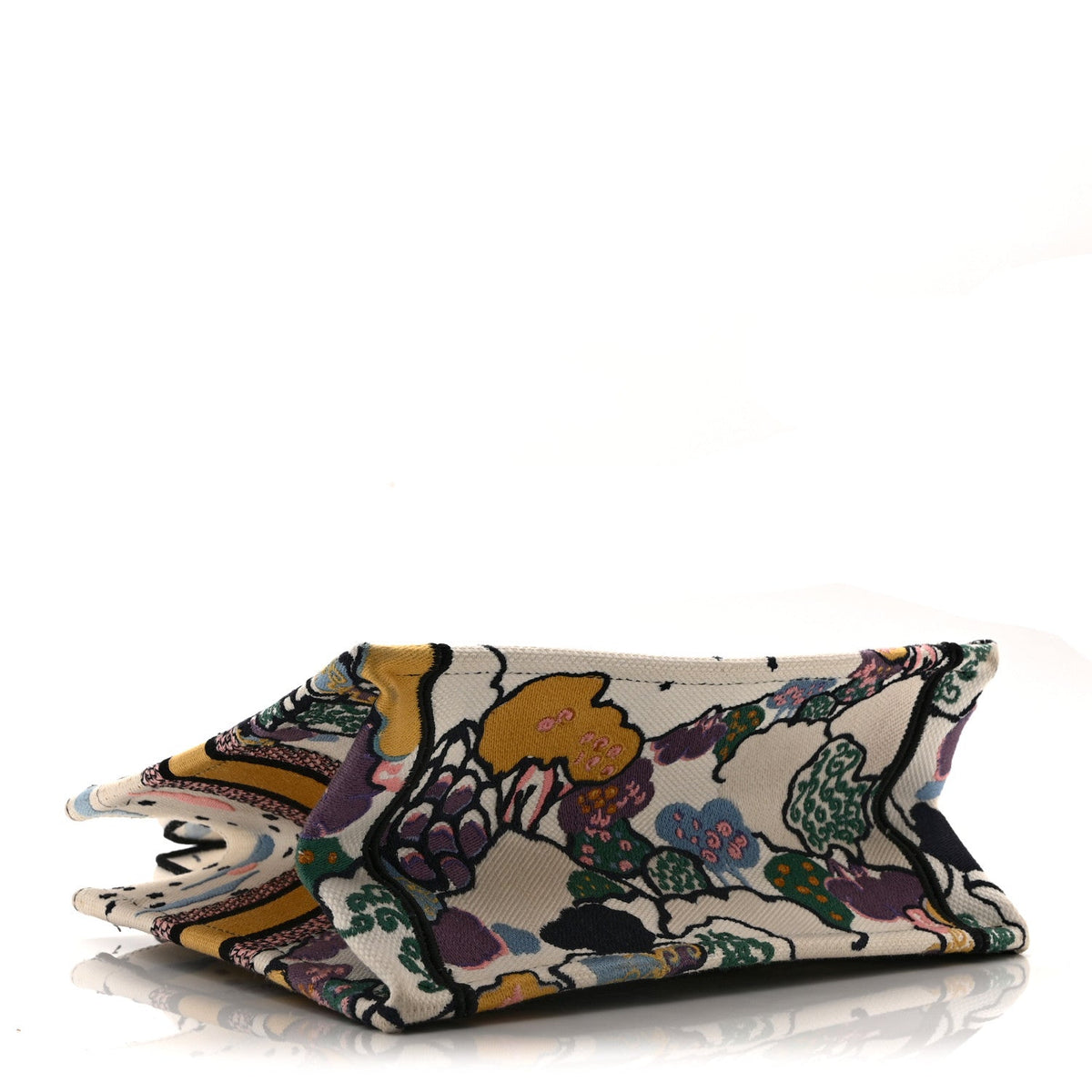 Canvas Embroidered Ciel De Reve Small Book Tote Latte Multicolor