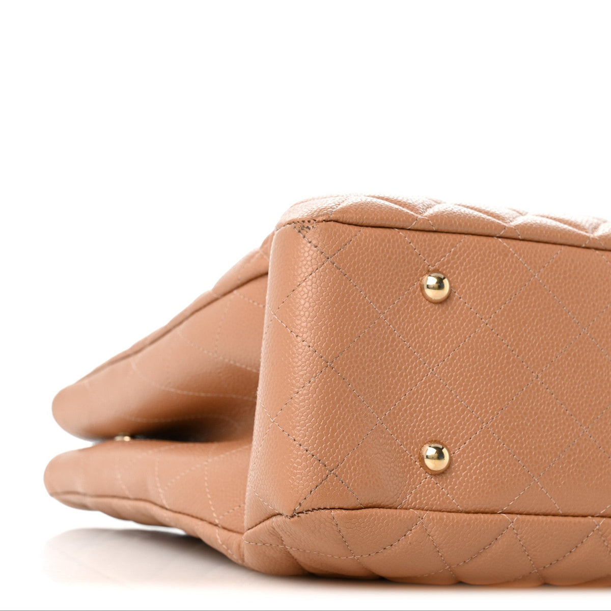 Caviar Quilted Large Classic Shopping Tote Dark Beige