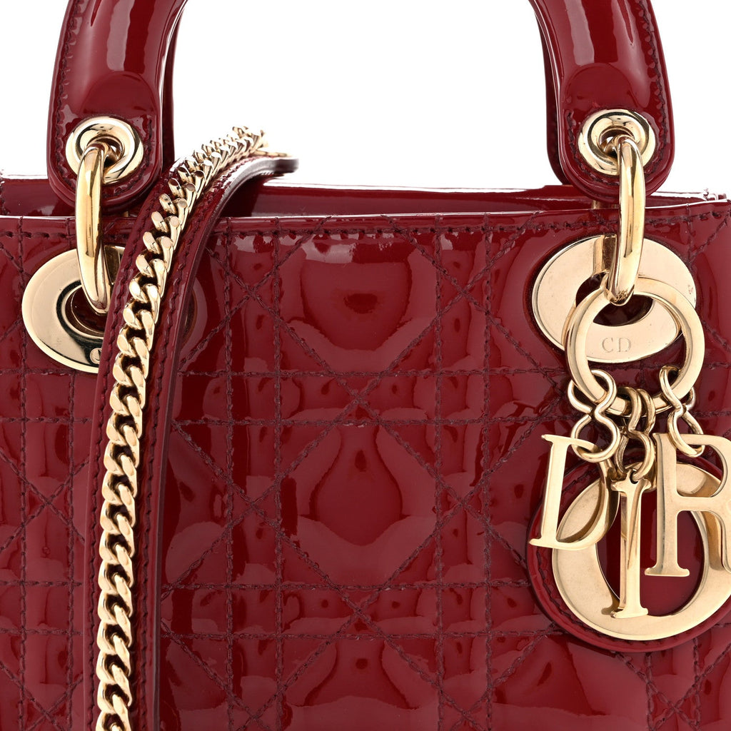 Patent Cannage Mini Lady Dior Red