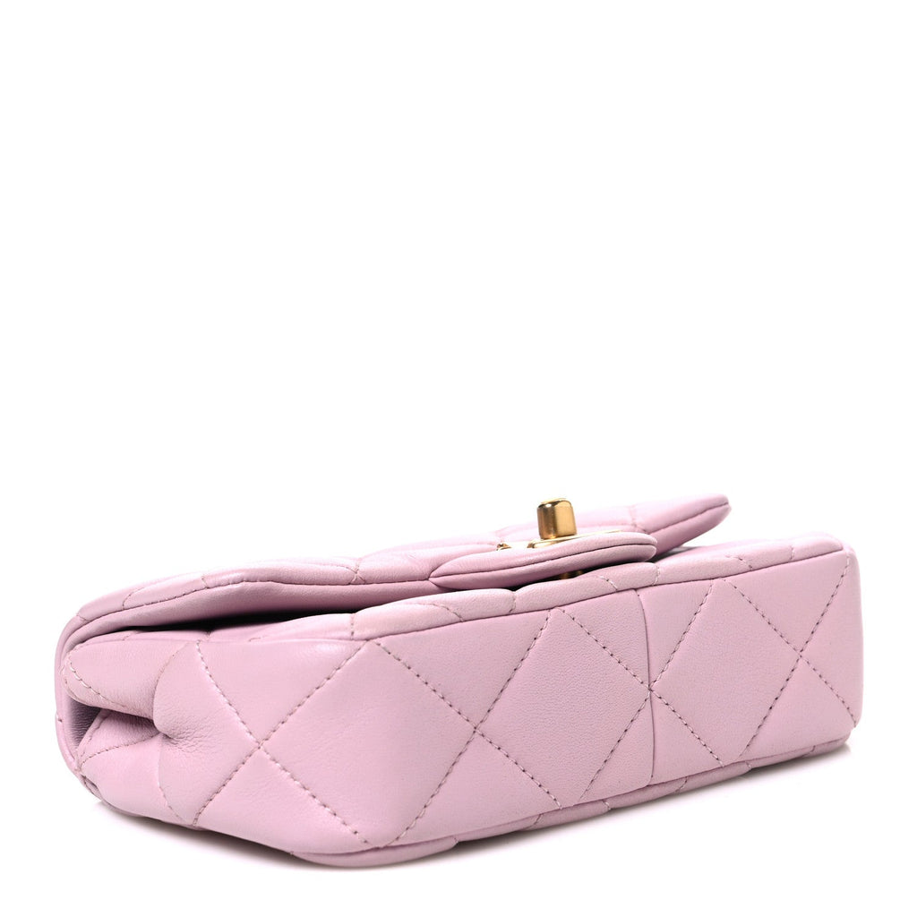 Lambskin Quilted Pearl Small Flap Lilac