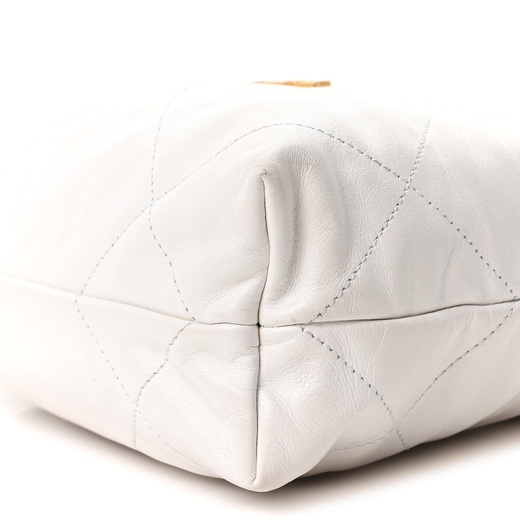 Shiny Calfskin Quilted Small Chanel 22 White