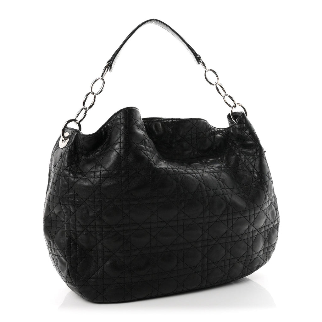 Lambskin Cannage Large Dior Soft Hobo Black