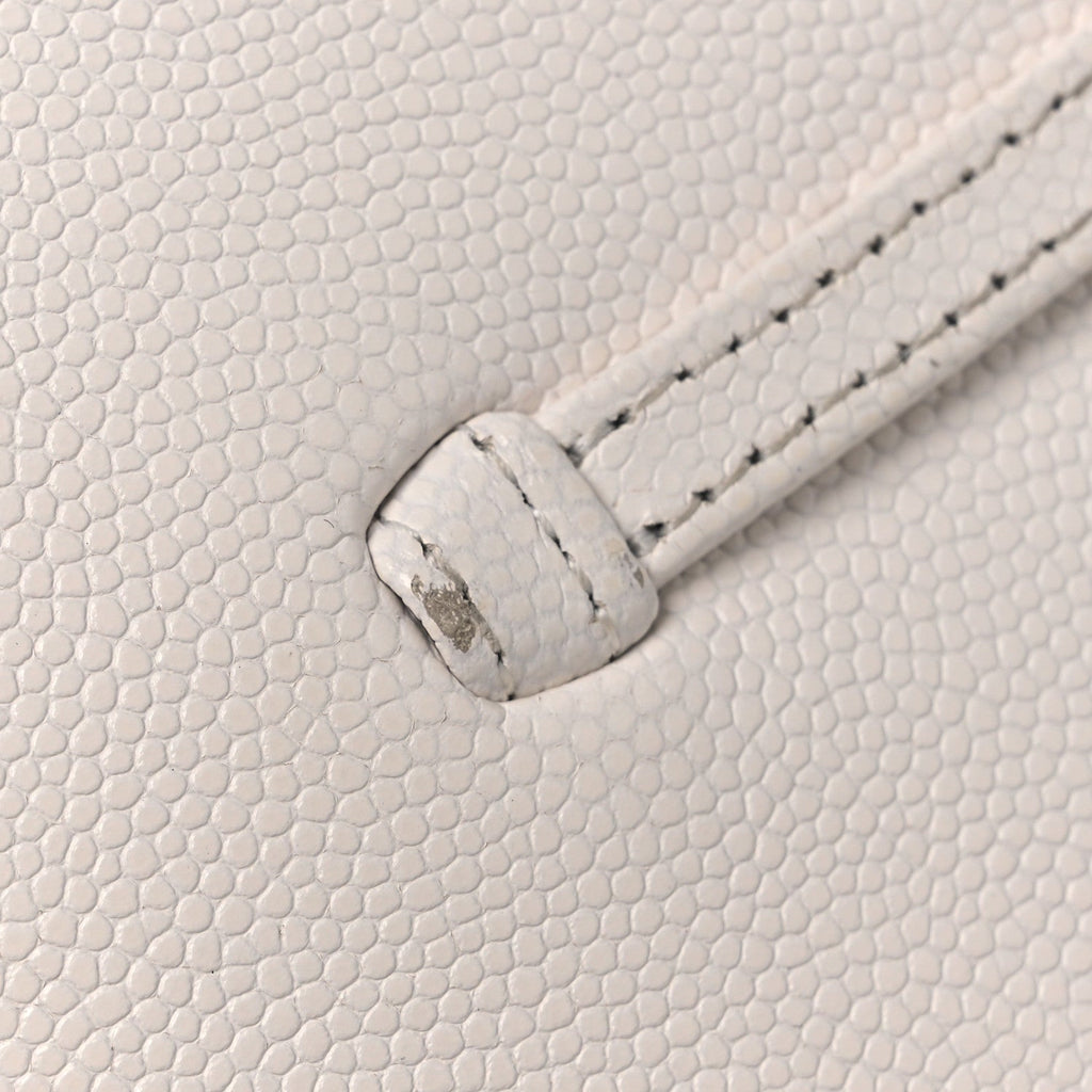 Shiny Caviar Mini Preppy Coco Shoulder Bag White