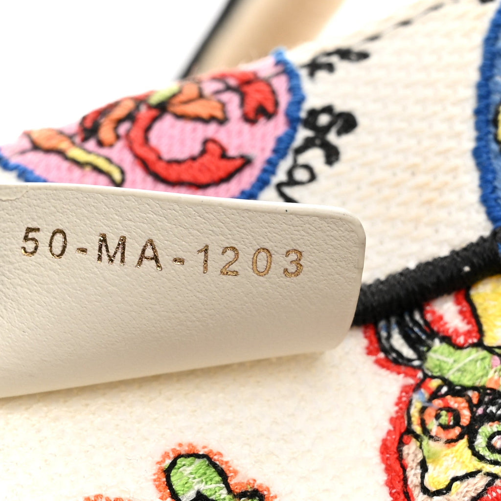 Canvas Embroidered Dragon Zodiac Medium Book Tote White Multicolor