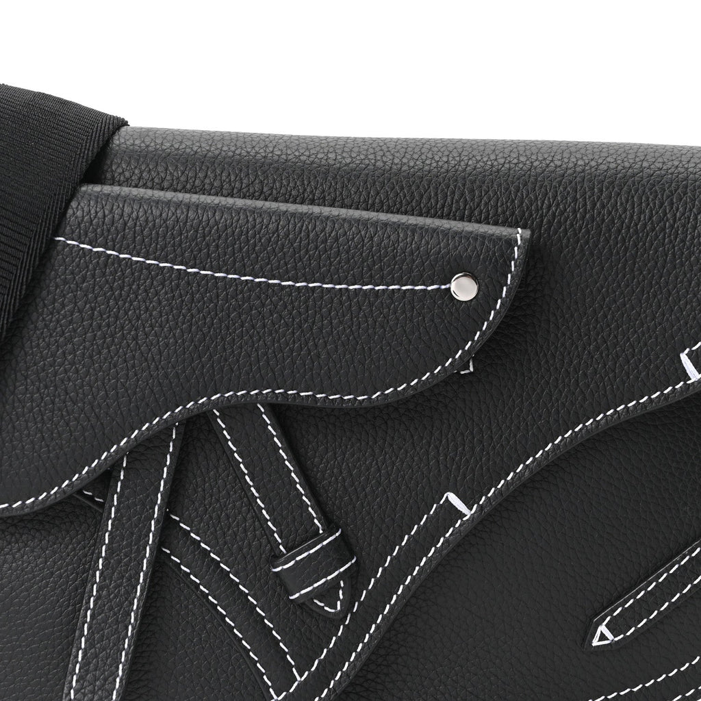 X KAWS Grained Calfskin Saddle Pouch Black