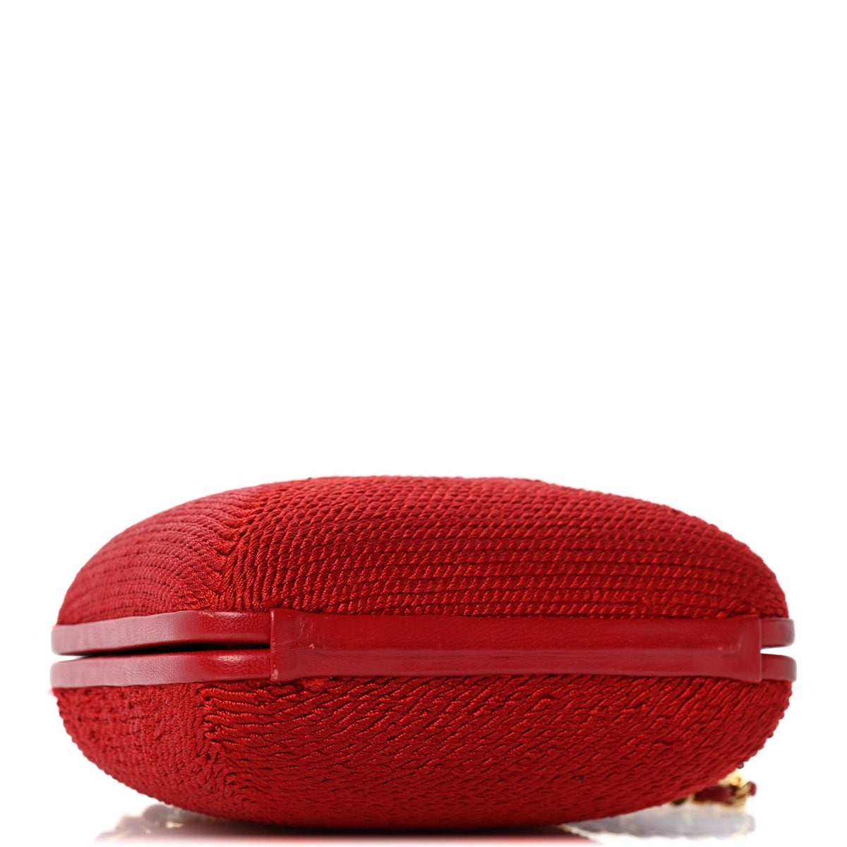 Woven Raffia Clutch With Chain Bag Red