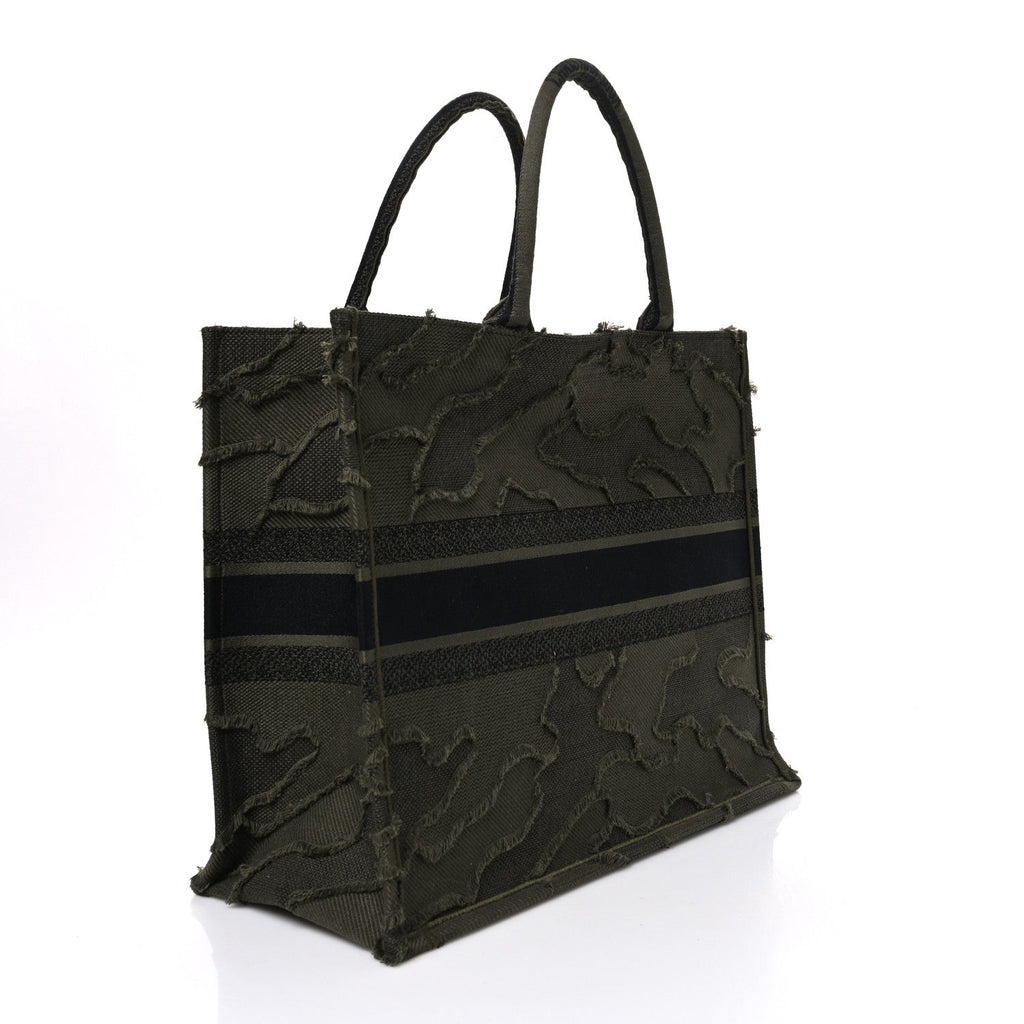 Canvas Embroidered Camouflage Book Tote Green