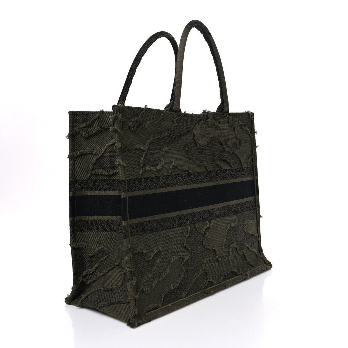 Canvas Embroidered Camouflage Book Tote Green