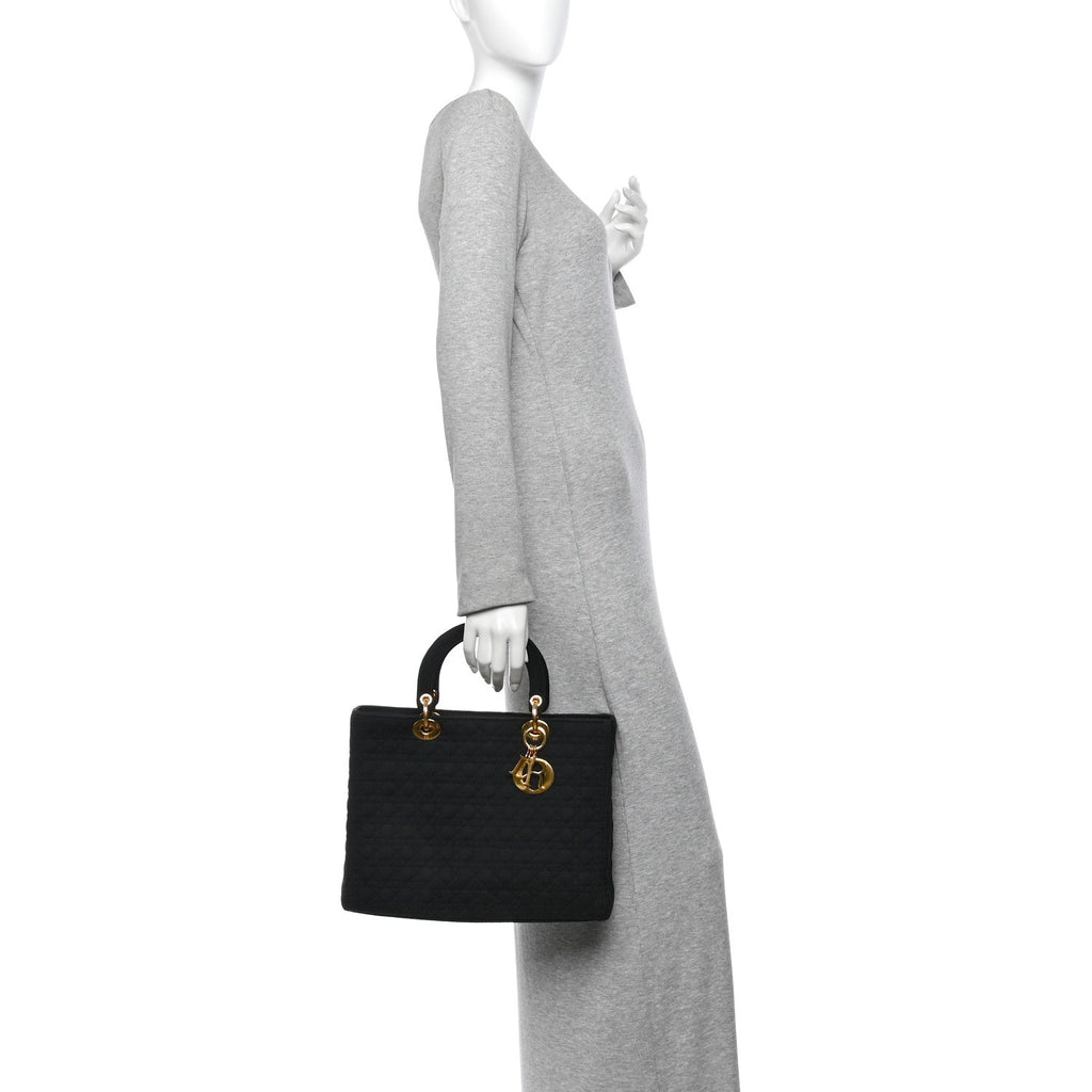 Nylon Cannage Large Lady Dior Black