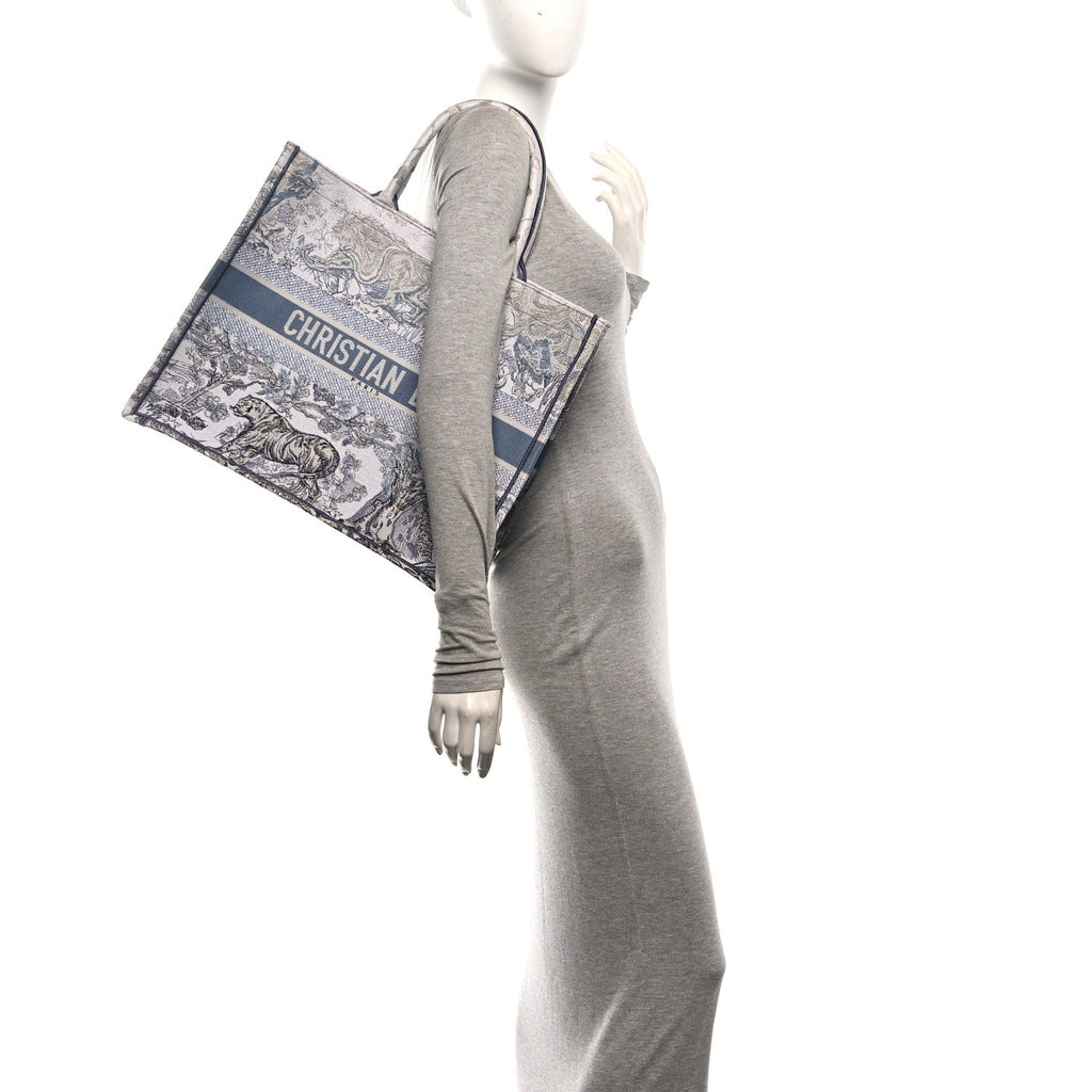 Gradient Canvas Embroidered Large Dioriviera Toile De Jouy Book Tote Blue