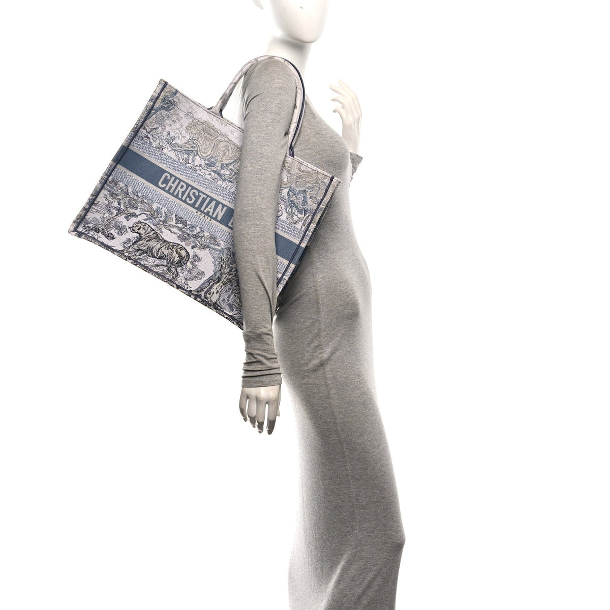 Gradient Canvas Embroidered Large Dioriviera Toile De Jouy Book Tote Blue