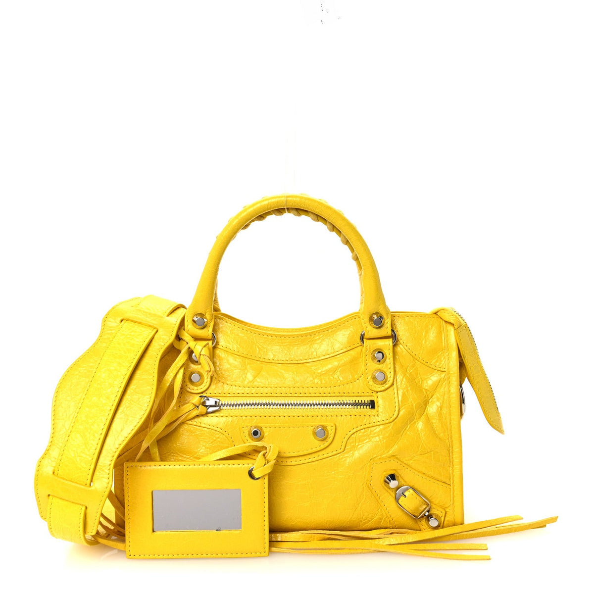 Agneau Classic Silver Hardware Mini City Yellow