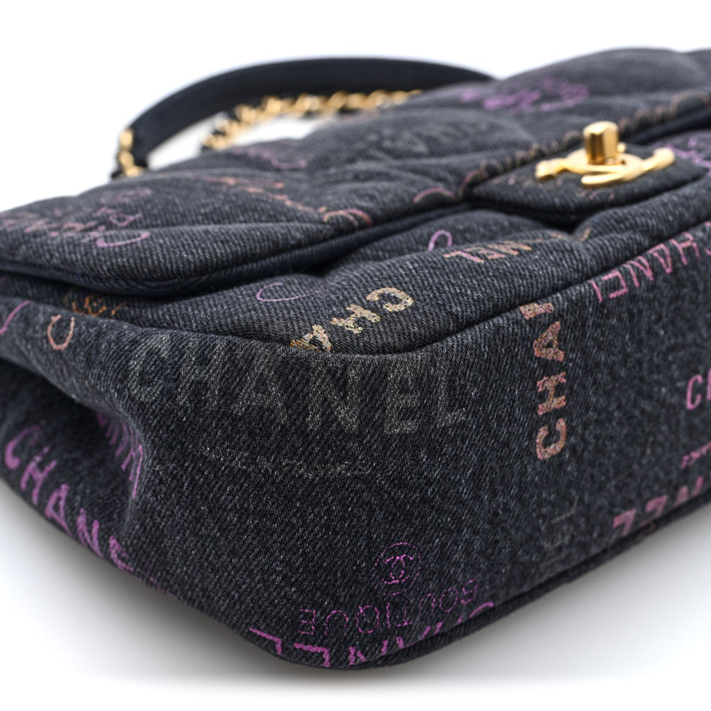 Denim Quilted Denim Mood Large Flap Black Multicolor