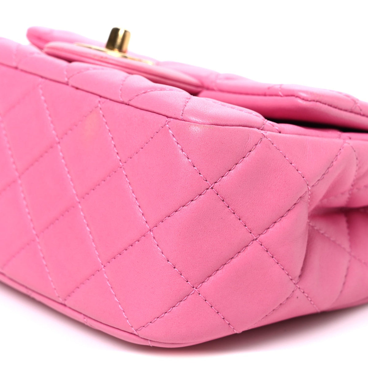 Lambskin Quilted Mini Pearl Crush Flap Pink