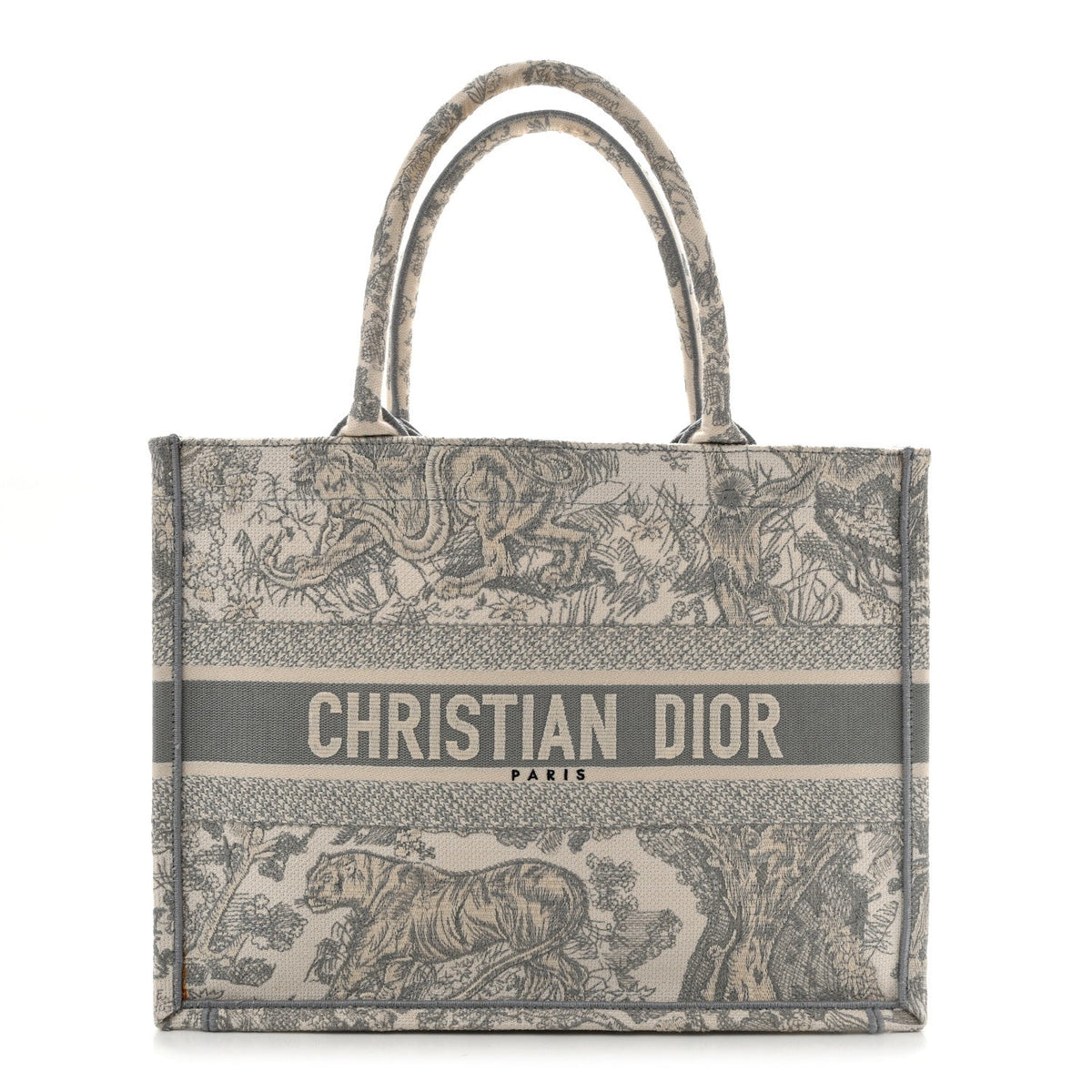 Canvas Embroidered Medium Dioriviera Toile De Jouy Book Tote Gray