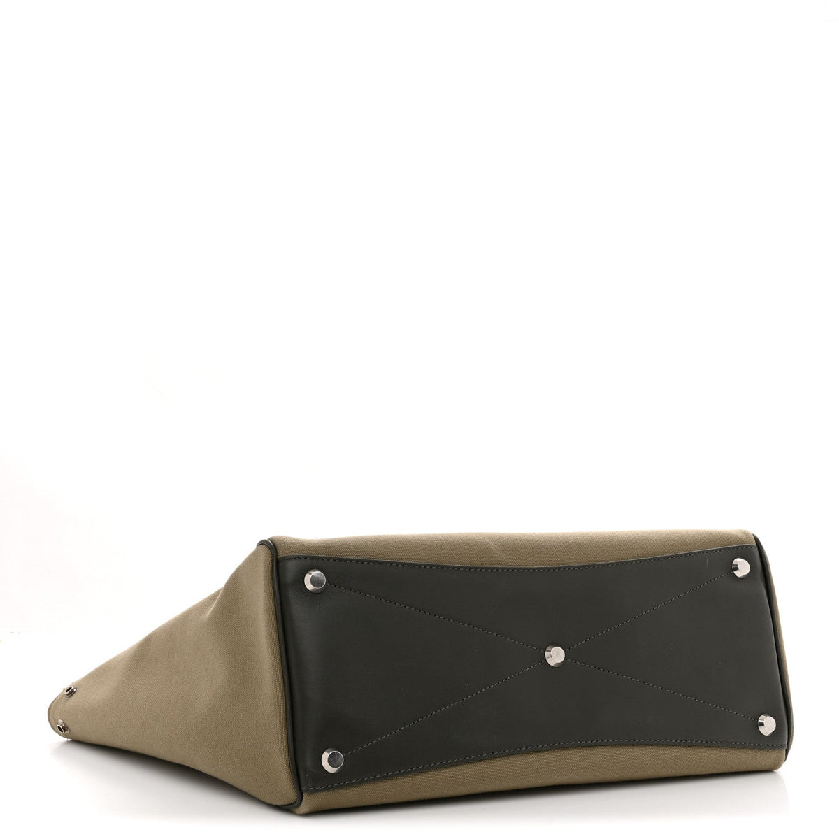 Canvas Smooth Calfskin Medium Bel Air Carry All Bag Khaki