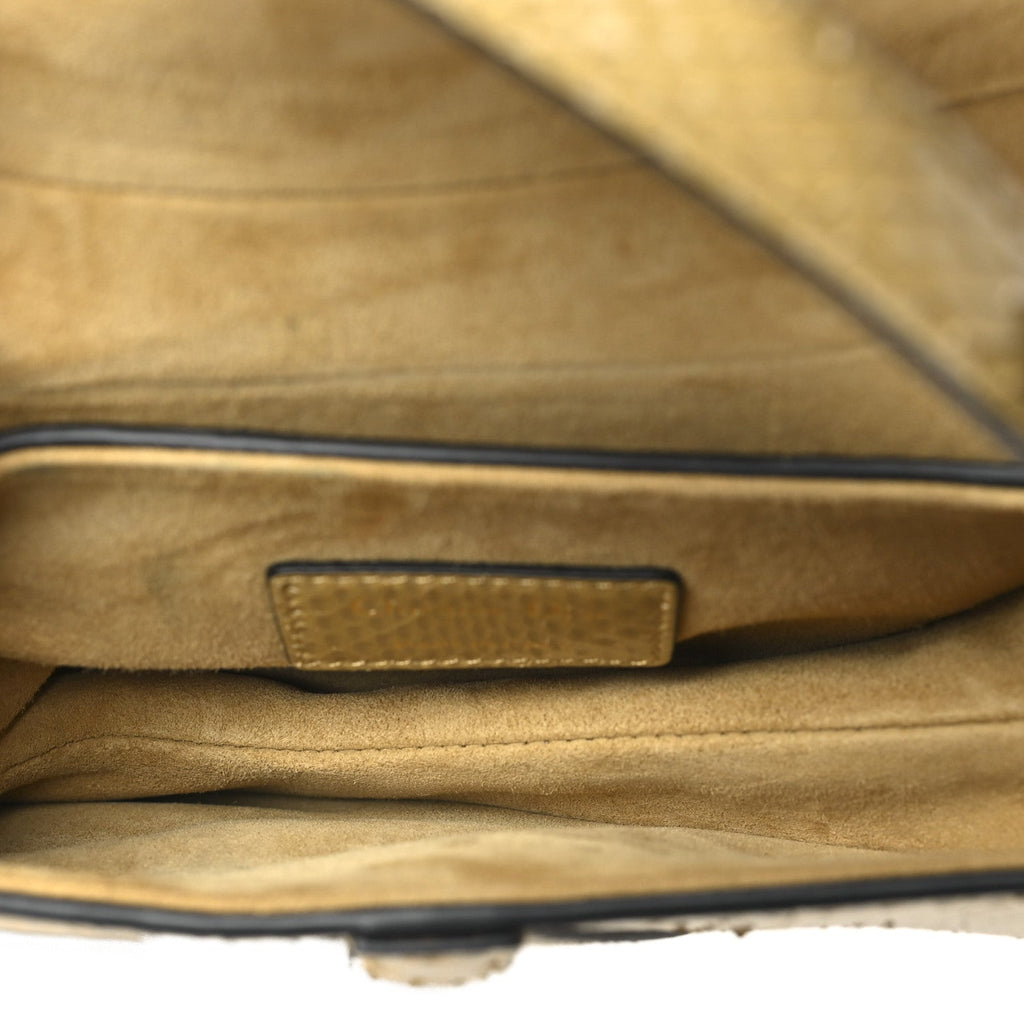 Snakeskin Mini Saddle Bag Beige