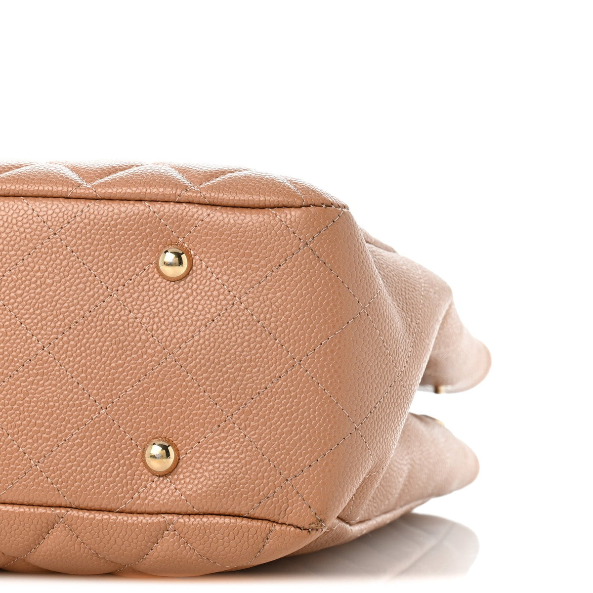 Caviar Quilted Large Classic Shopping Tote Dark Beige