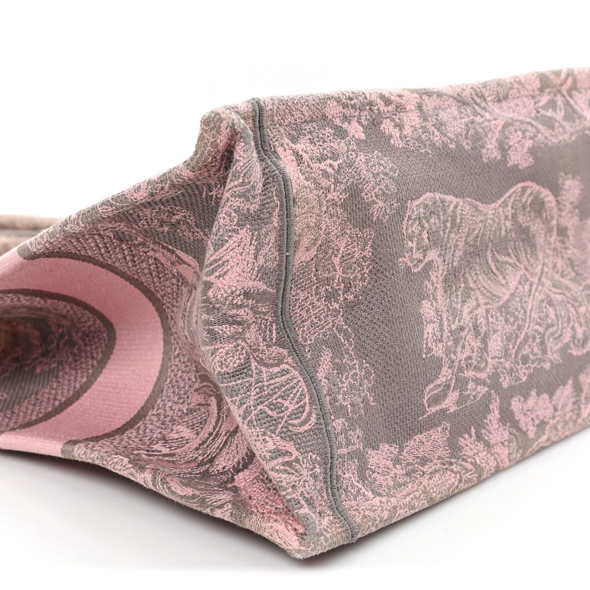 Canvas Embroidered Medium Dioriviera Toile De Jouy Book Tote Pink Grey