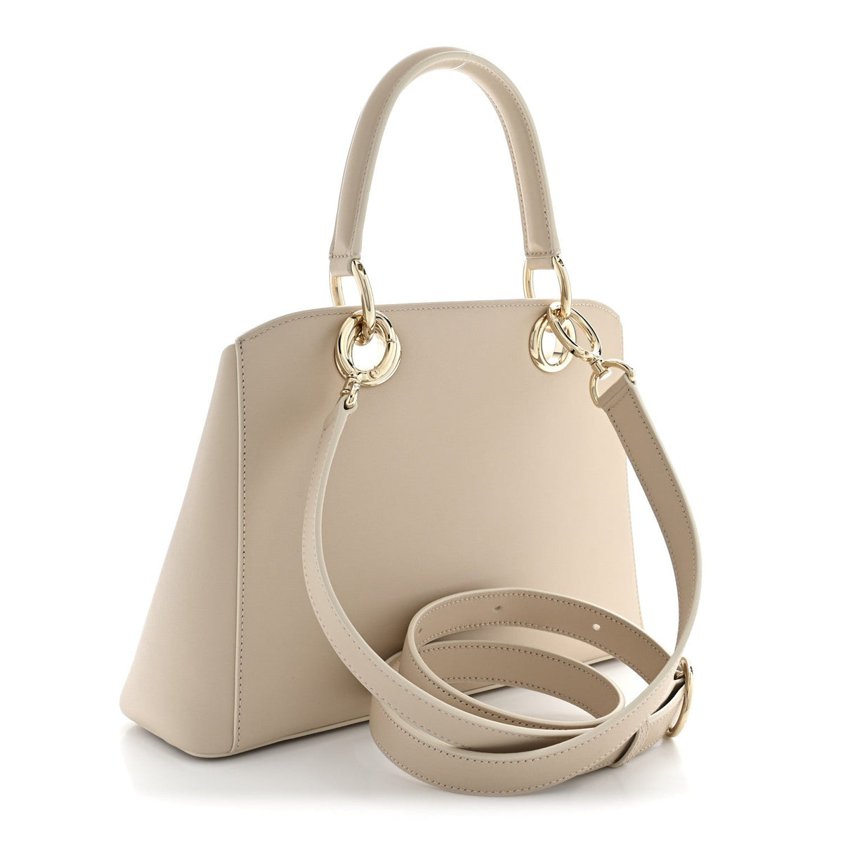 Shiny Smooth Calfskin Small Cigale Bag Beige