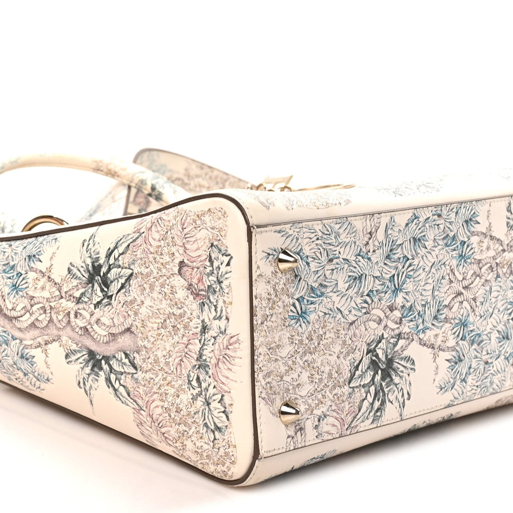 Calfskin Reve d'Infini Print Medium Lady Dior White Multicolor