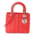 Lambskin Cannage Medium Lady Dior Red