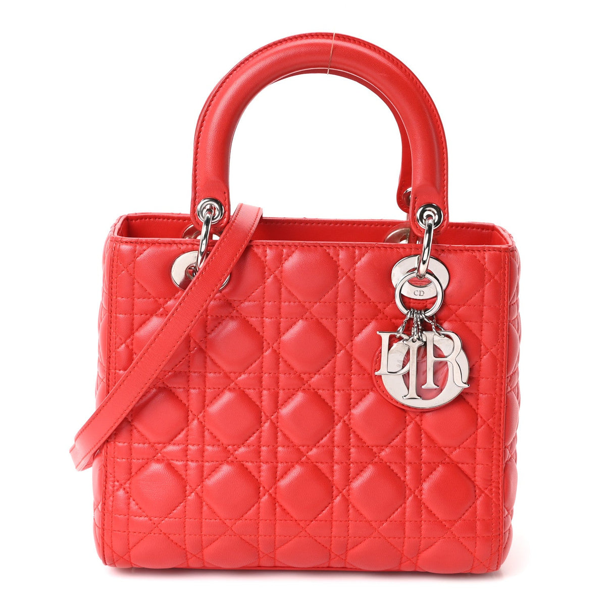 Lambskin Cannage Medium Lady Dior Red