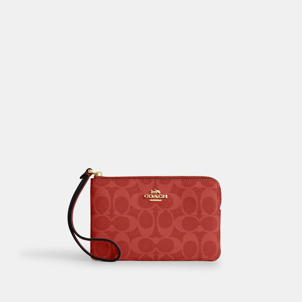 Coach Outlet Corner Zip Wristlet In Signature Canvas