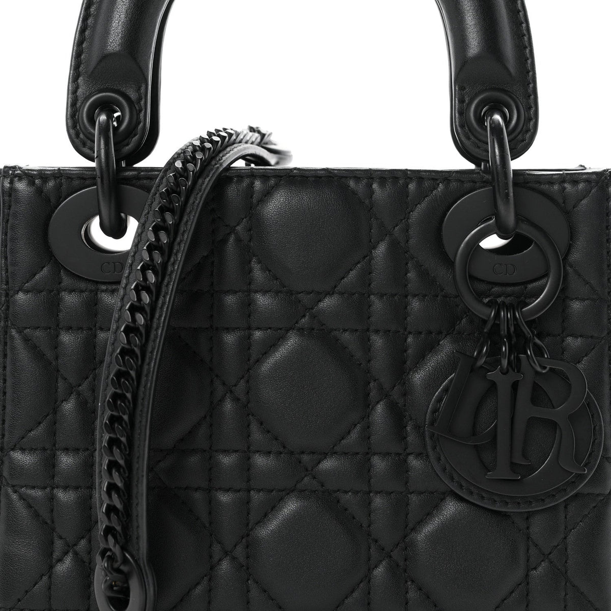 Ultra Matte Calfskin Cannage Mini Lady Dior Black